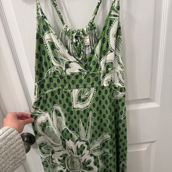 Old Navy Babydoll Spaghetti Strap V Neck Floral Maxi Dress Size M Green Beach - Picture 4 of 9